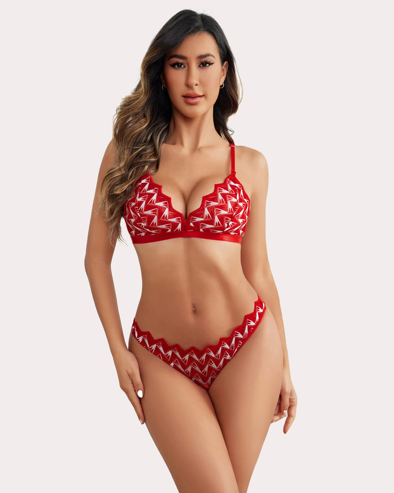 Criss Cross Bra And Panty Set (DE Only) Red Lingerie Sets-Bra Sets - Tophatter Daily Deals