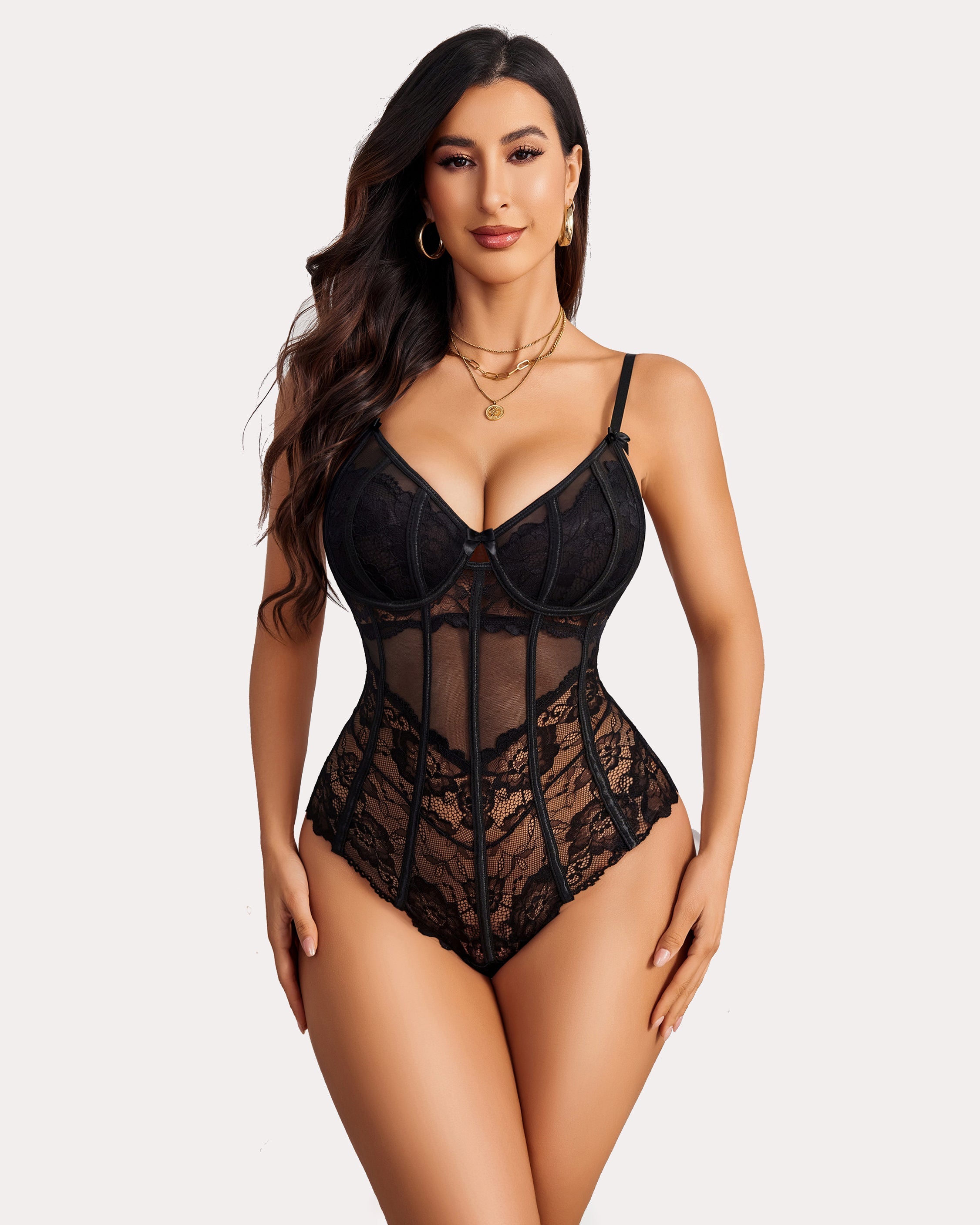 Lace One Piece Underwire V Neck Tops Lingeries-Bodysuits - Tophatter Daily Deals