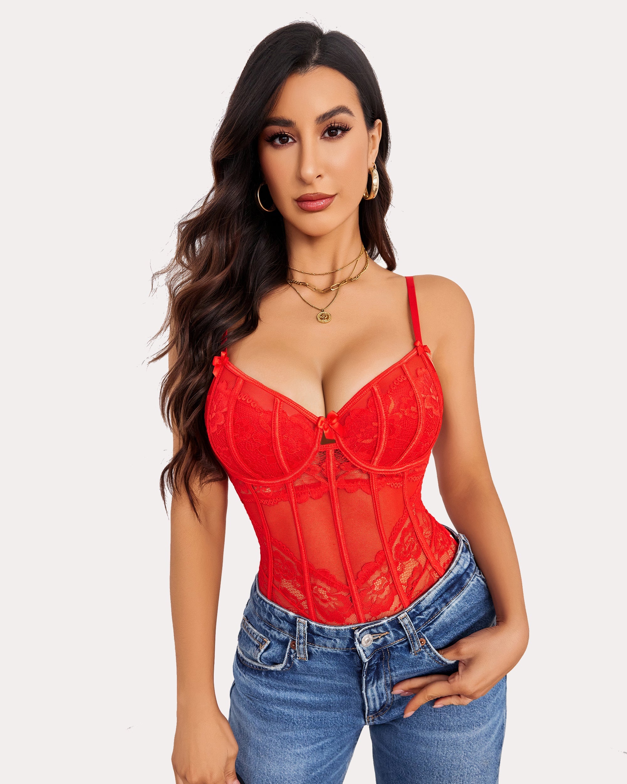 Lace One Piece Underwire V Neck Tops Lingeries-Bodysuits - Tophatter Daily Deals