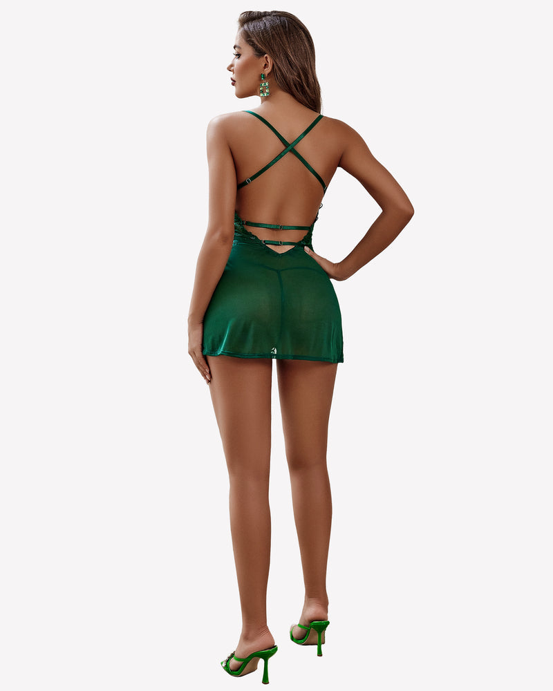 Lace Cute Chemise Dress with Thongs Lingeries-Chemises - Tophatter Daily Deals