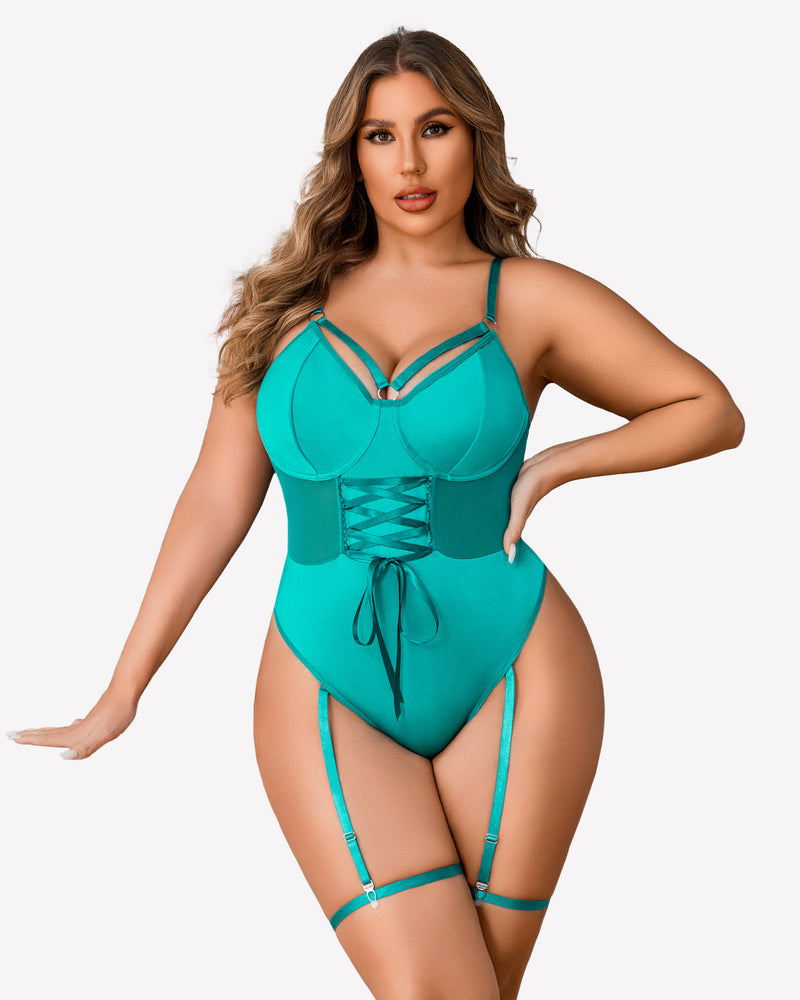 Plus Size Bodysuit with High Slit dress Lingerie Sets-Plus size - Tophatter Daily Deals