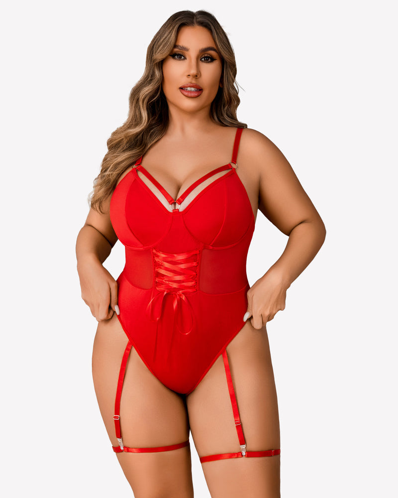 Plus Size Bodysuit with High Slit dress Lingerie Sets-Plus size - Tophatter Daily Deals