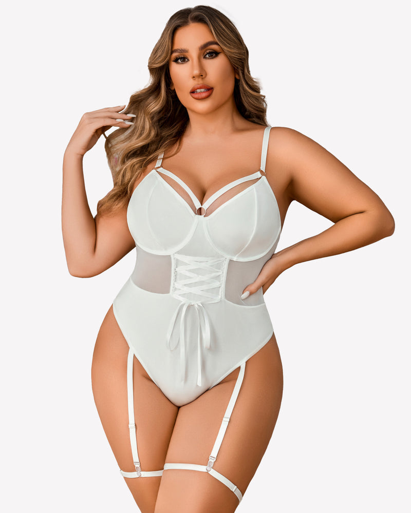 Plus Size Bodysuit with High Slit dress Lingerie Sets-Plus size - Tophatter Daily Deals