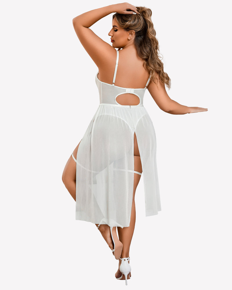 Plus Size Bodysuit with High Slit dress Lingerie Sets-Plus size - Tophatter Daily Deals