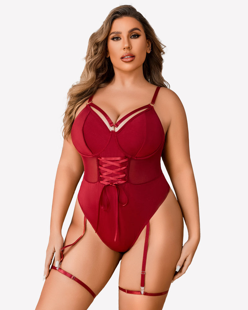 Plus Size Bodysuit with High Slit dress Lingerie Sets-Plus size - Tophatter Daily Deals