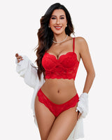 2 Piece Corset Bra and Panty Sets Red Lingerie Sets-Bra Sets - Tophatter Daily Deals
