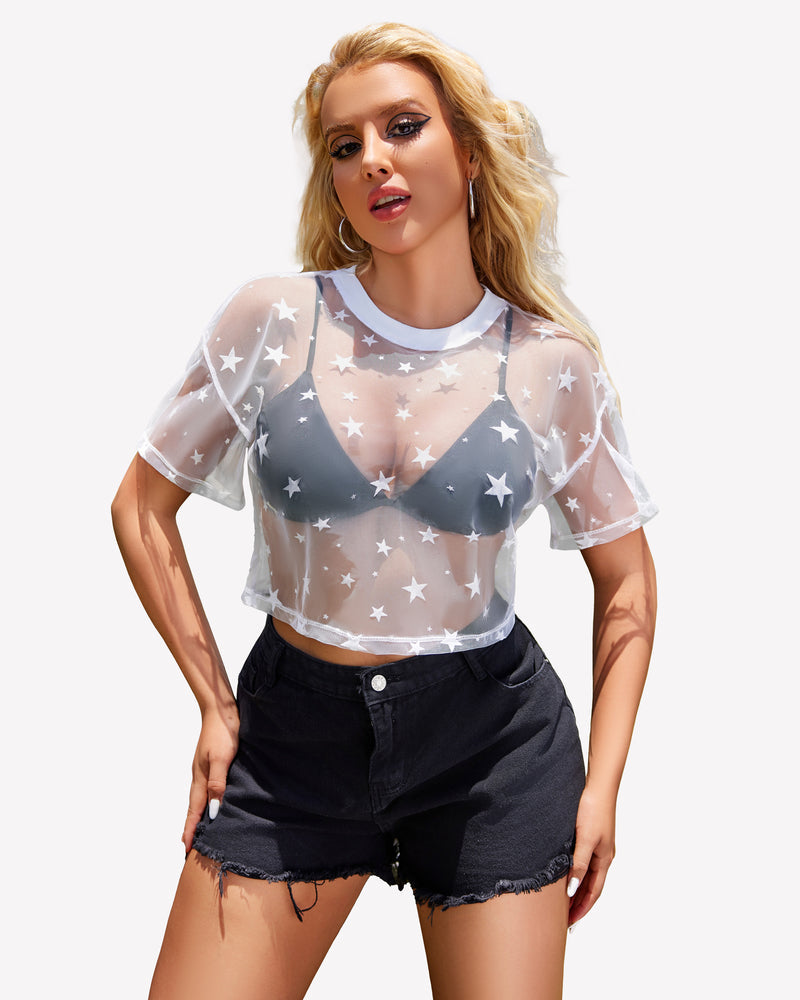 Mesh Tops See Through Shirts Lingeries-Crop tops - Tophatter Daily Deals