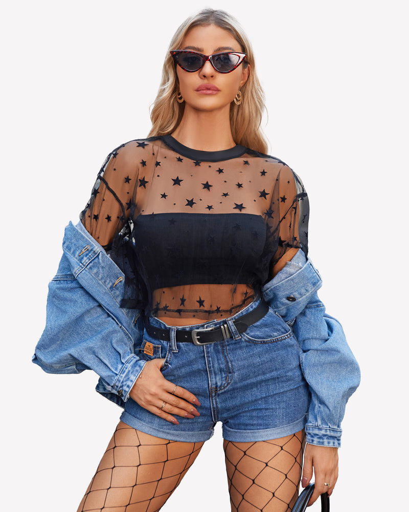 Mesh Tops See Through Shirts Lingeries-Crop tops - Tophatter Daily Deals