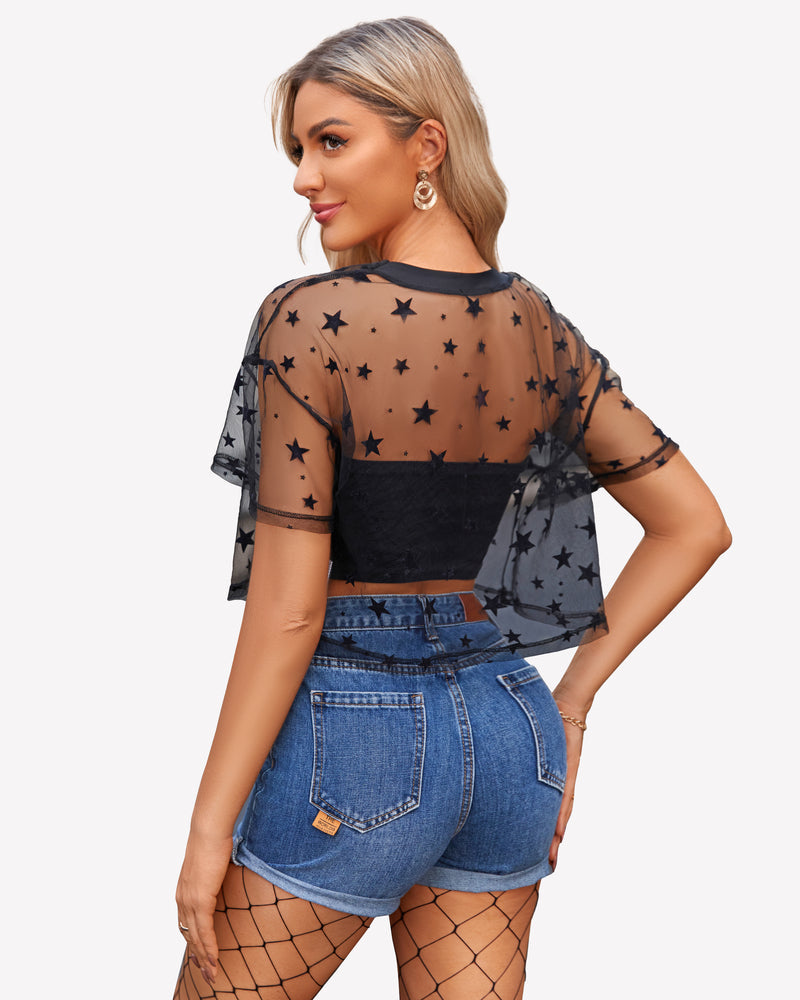 Mesh Tops See Through Shirts Lingeries-Crop tops - Tophatter Daily Deals