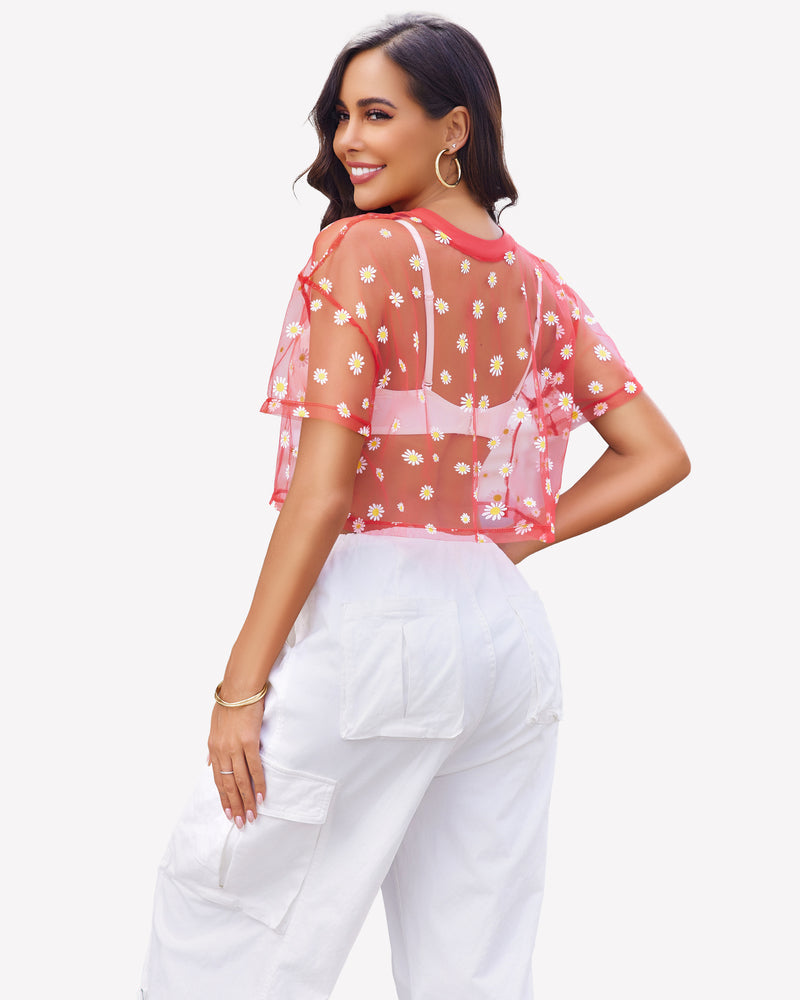 Mesh Tops See Through Shirts Lingeries-Crop tops - Tophatter Daily Deals