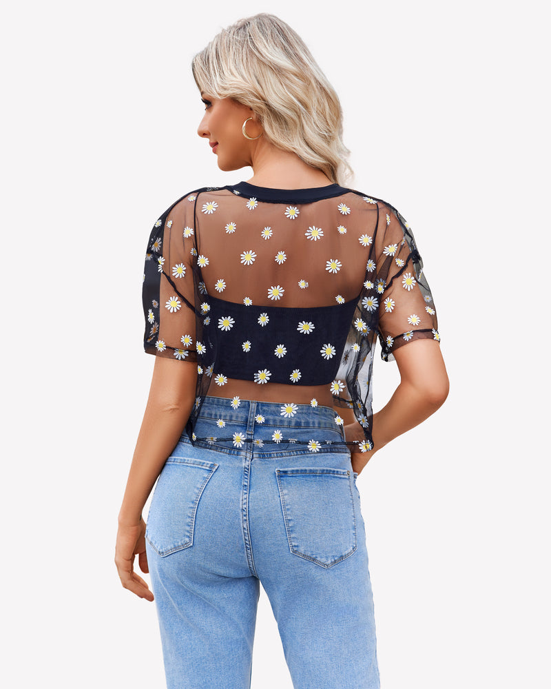 Mesh Tops See Through Shirts Lingeries-Crop tops - Tophatter Daily Deals