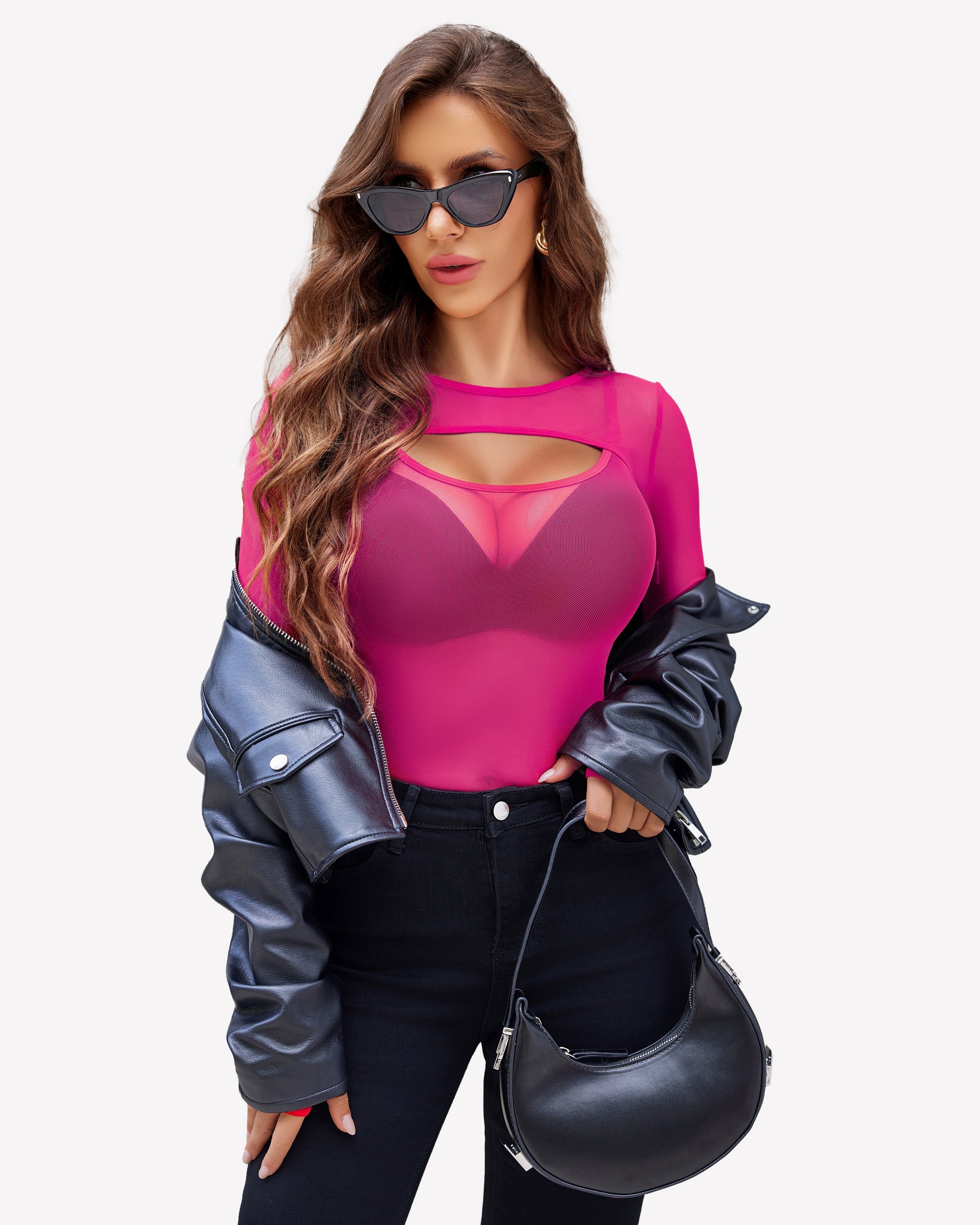 Long Sleeve Mesh Top Teddy Sheer Leotards Lingeries-Bodysuits - Tophatter Daily Deals