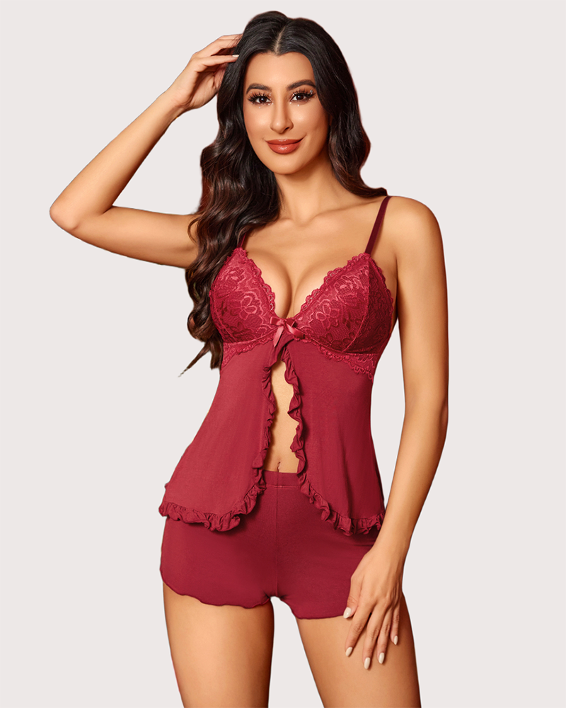 Soft Modal Pajama Sets with Shorts Wine Red Sleepwears-Pajamas Sets - Tophatter Daily Deals