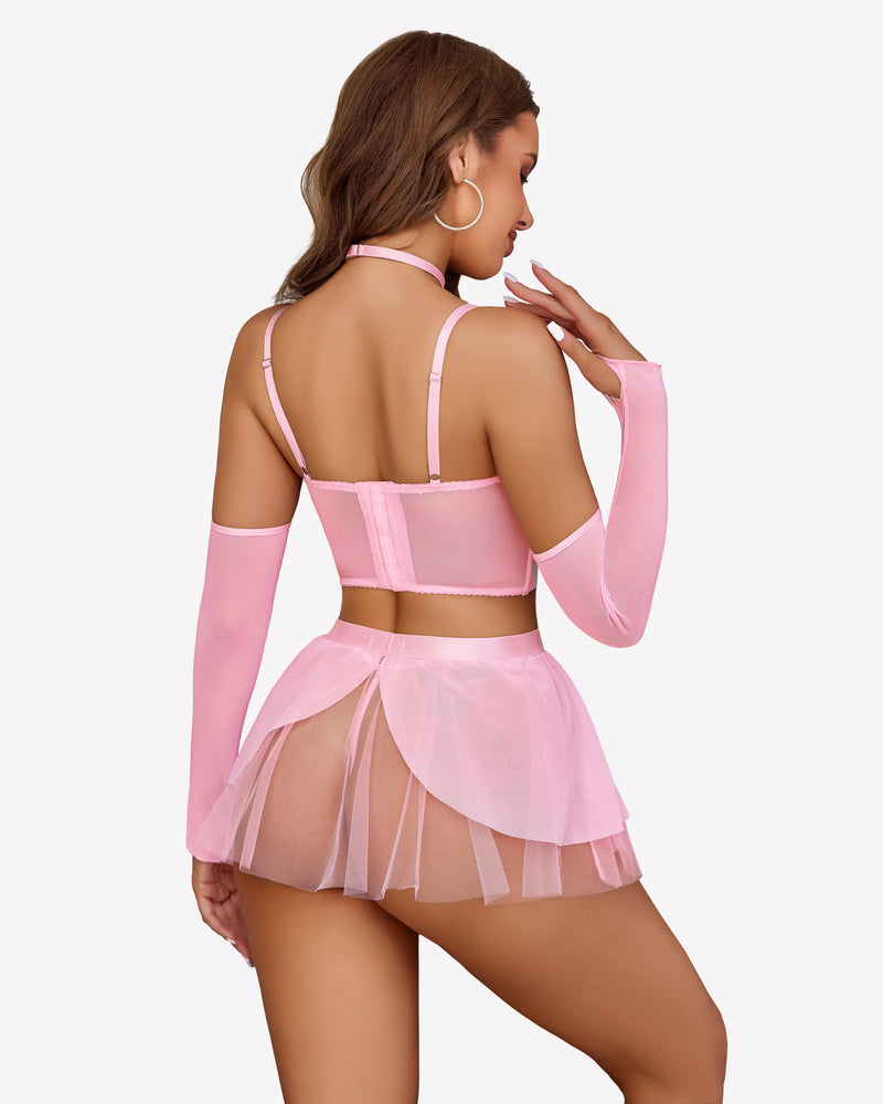 Chain Linked Bustier Lingerie Set Lingerie Sets-Skirt Sets - Tophatter Daily Deals