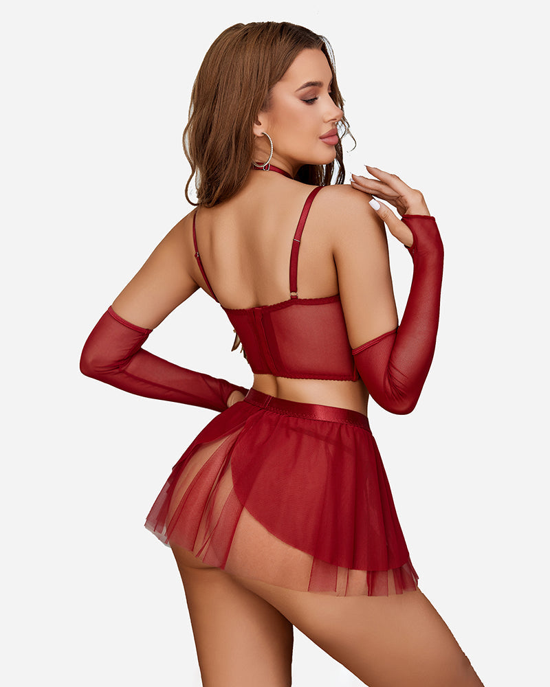 Chain Linked Bustier Lingerie Set Lingerie Sets-Skirt Sets - Tophatter Daily Deals