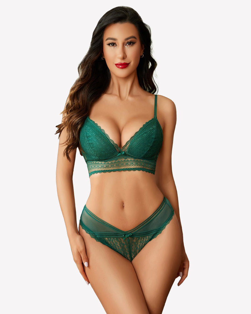 Underwear Bra and Panty Sets Green Lingerie Sets-Bra Sets - Tophatter Daily Deals