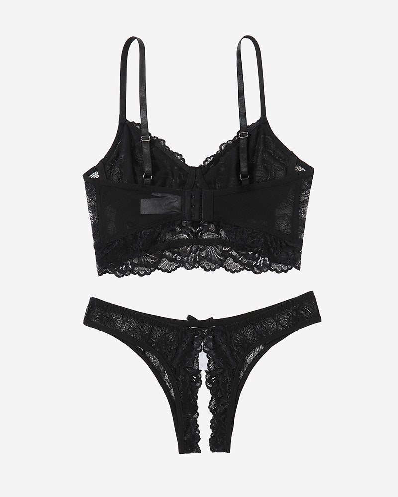 Lace Bra and Crotchless Panty Sets Lingerie Sets-Bra Sets - Tophatter Daily Deals