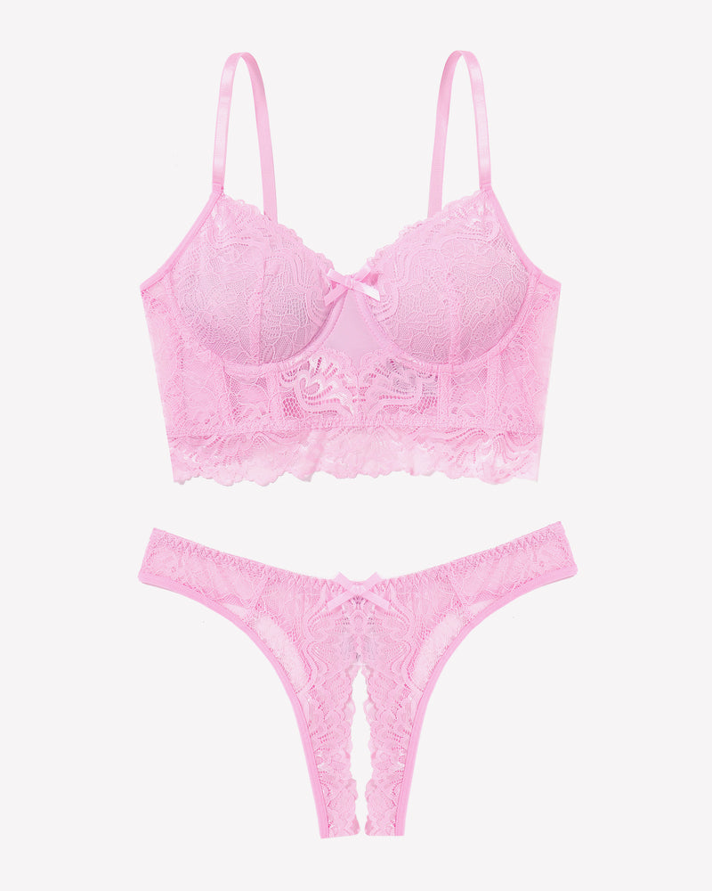 Lace Bra and Crotchless Panty Sets Lingerie Sets-Bra Sets - Tophatter Daily Deals