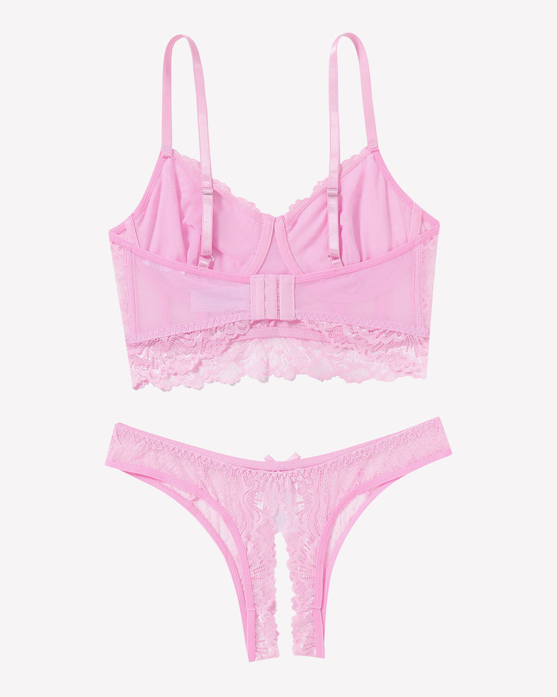 Lace Bra and Crotchless Panty Sets Lingerie Sets-Bra Sets - Tophatter Daily Deals
