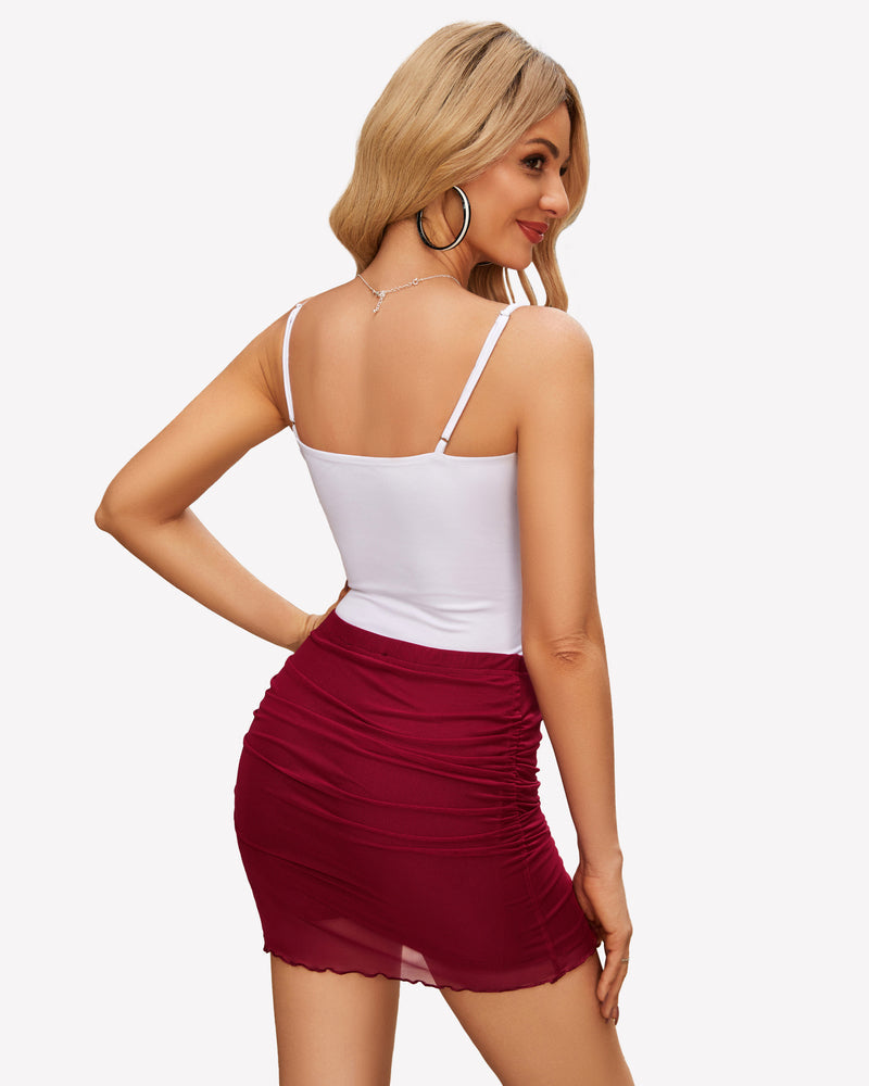 Ruched Bodycon Double Layer Club Skirt Lingeries-mini skirts - Tophatter Daily Deals