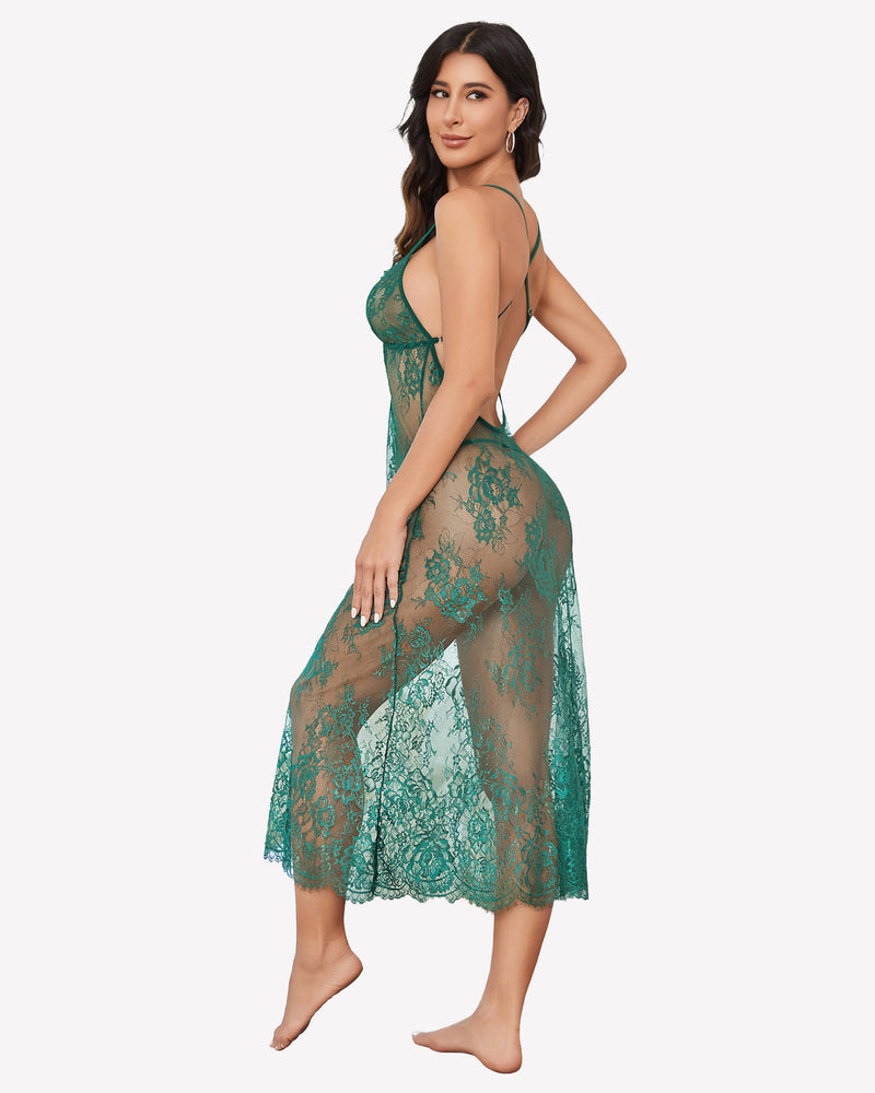 Floral Lace Halter Lingerie Dress Sleepwears-nightgowns - Tophatter Daily Deals