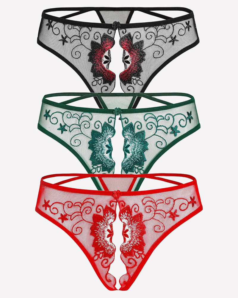 Floral Briefs Embroidered Thongs Panties Lingeries-panties - Tophatter Daily Deals