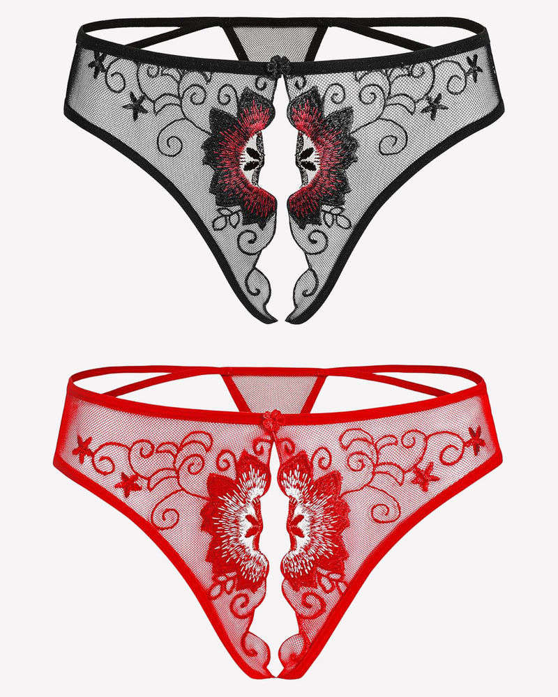 Floral Briefs Embroidered Thongs Panties Lingeries-panties - Tophatter Daily Deals