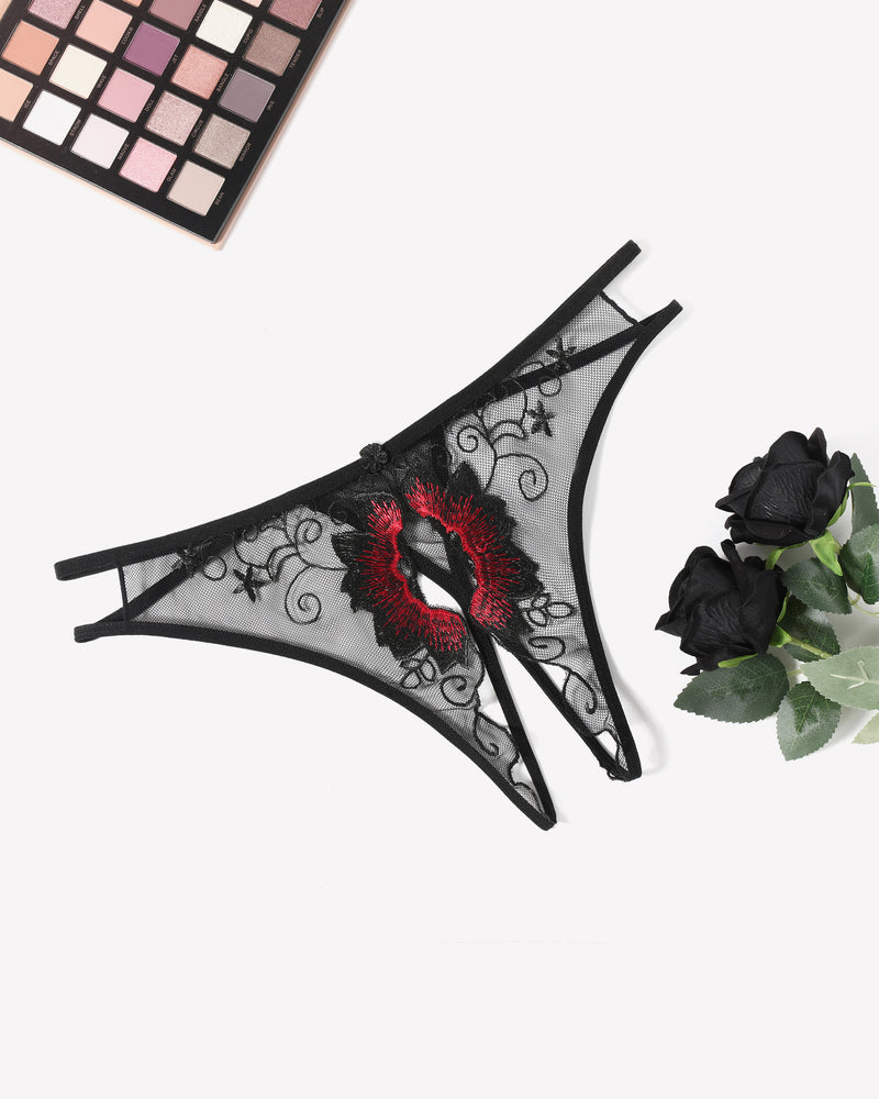 Floral Briefs Embroidered Thongs Panties Black Lingeries-panties - Tophatter Daily Deals