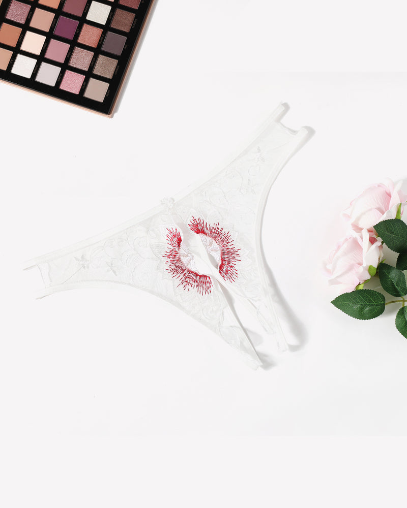 Floral Briefs Embroidered Thongs Panties White Lingeries-panties - Tophatter Daily Deals