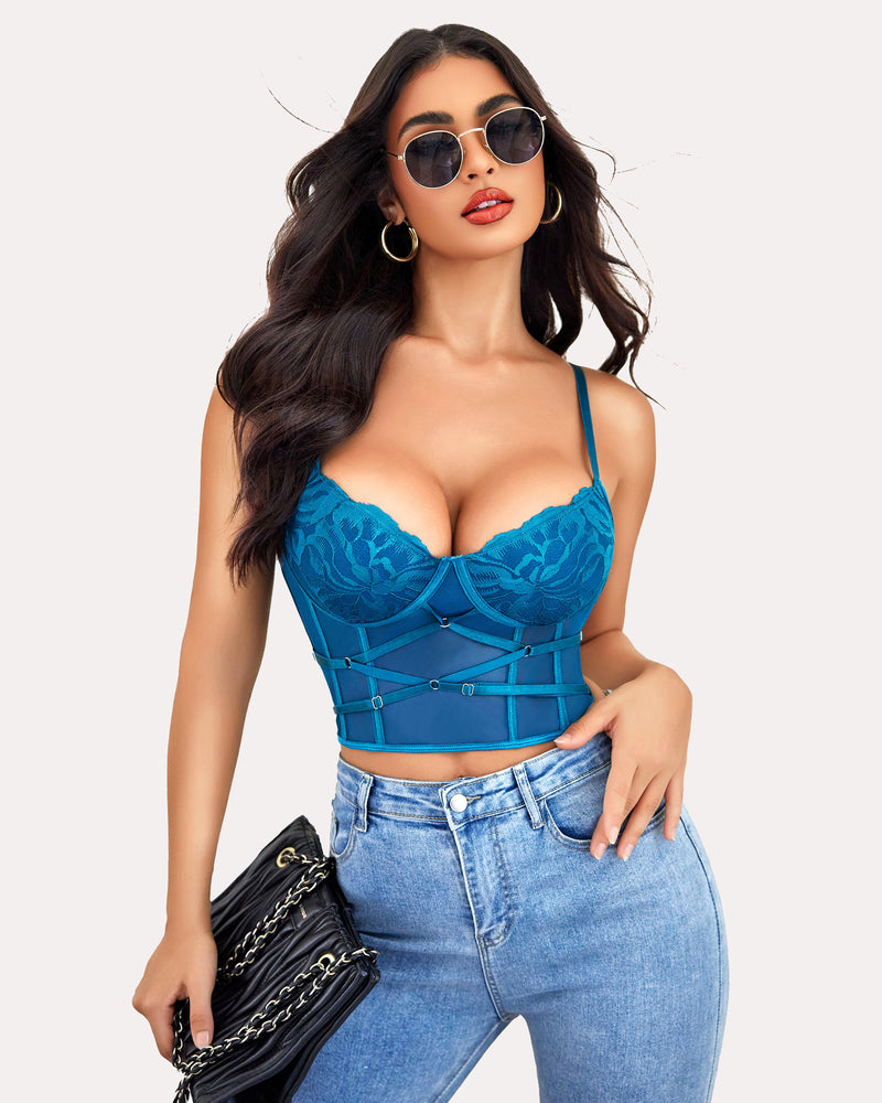 Tank Top Lace Corset with Thong Lingerie Sets-Bra Sets - Tophatter Daily Deals