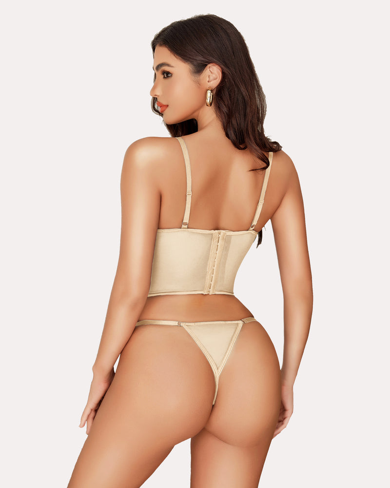 Tank Top Lace Corset with Thong Lingerie Sets-Bra Sets - Tophatter Daily Deals