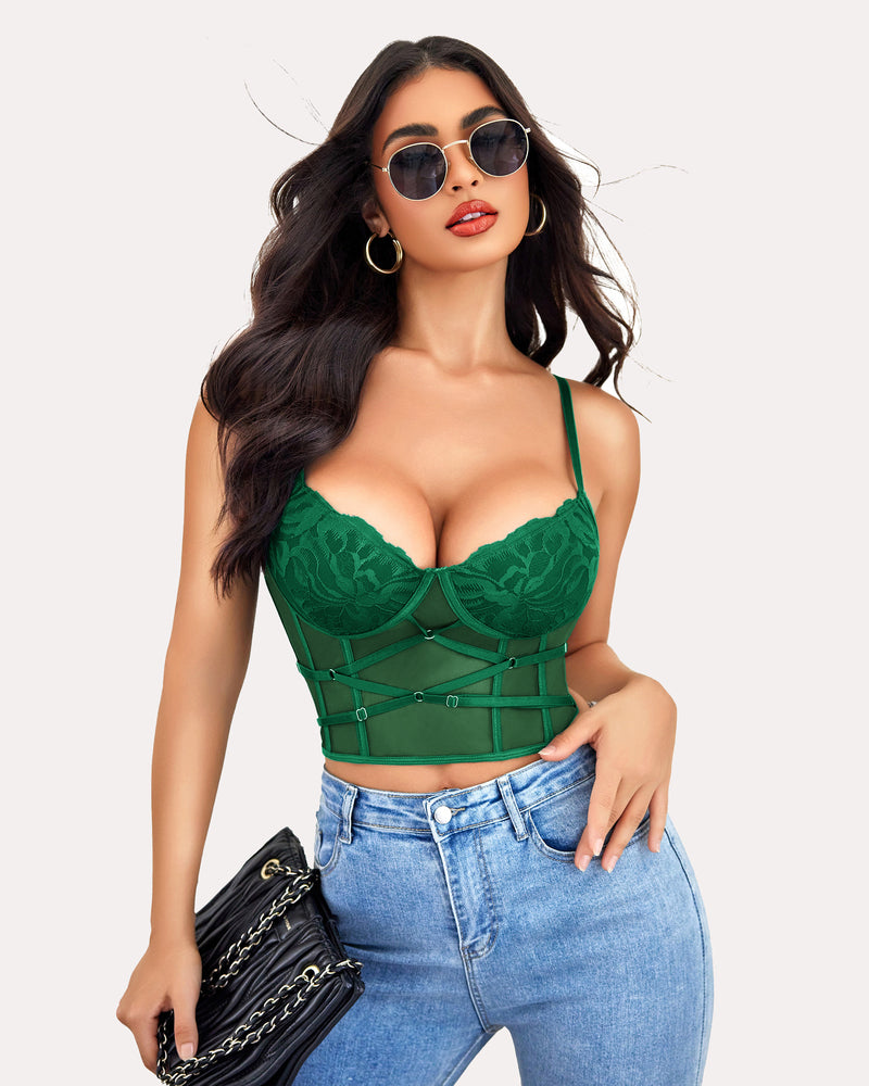 Tank Top Lace Corset with Thong Lingerie Sets-Bra Sets - Tophatter Daily Deals