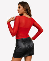 Asymmetrical Neck Sheer Crop Top Lingeries-Crop tops - Tophatter Daily Deals