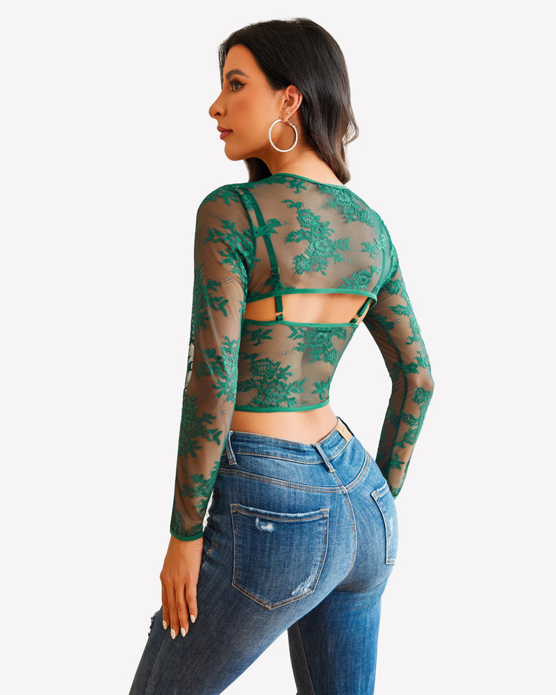 Lace Cami Top with Shrug Lingeries-Crop tops - Tophatter Daily Deals