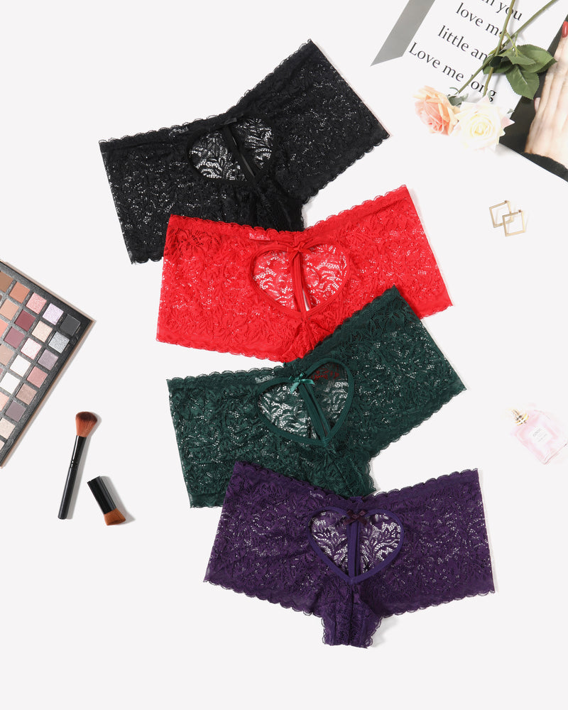 Lace BoyShorts High Waist Panties Black Red Green Purple Lingeries-panties - Tophatter Daily Deals