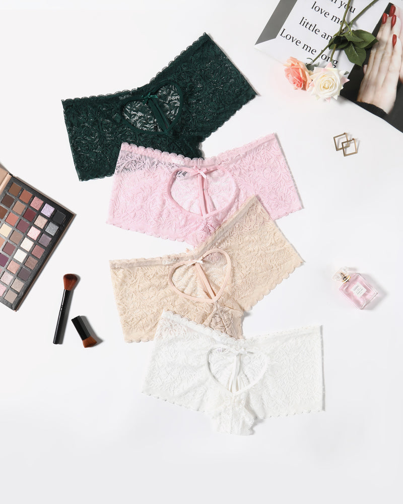 Lace BoyShorts High Waist Panties White Champagne Pink Green Lingeries-panties - Tophatter Daily Deals