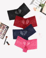 Lace BoyShorts High Waist Panties Black Rose Red Wine Red Navy Blue Lingeries-panties - Tophatter Daily Deals
