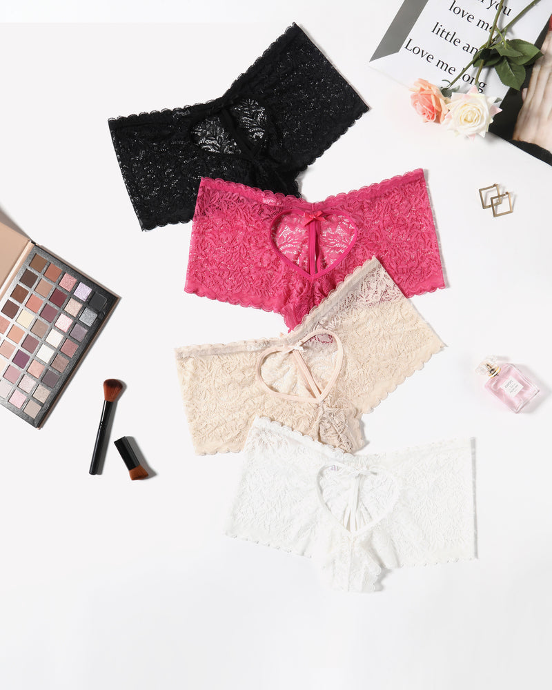 Lace BoyShorts High Waist Panties Black White Champagne Rose Red Lingeries-panties - Tophatter Daily Deals