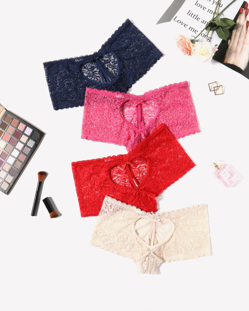 Lace BoyShorts High Waist Panties Rose Red Red Champagne Navy Blue Lingeries-panties - Tophatter Daily Deals