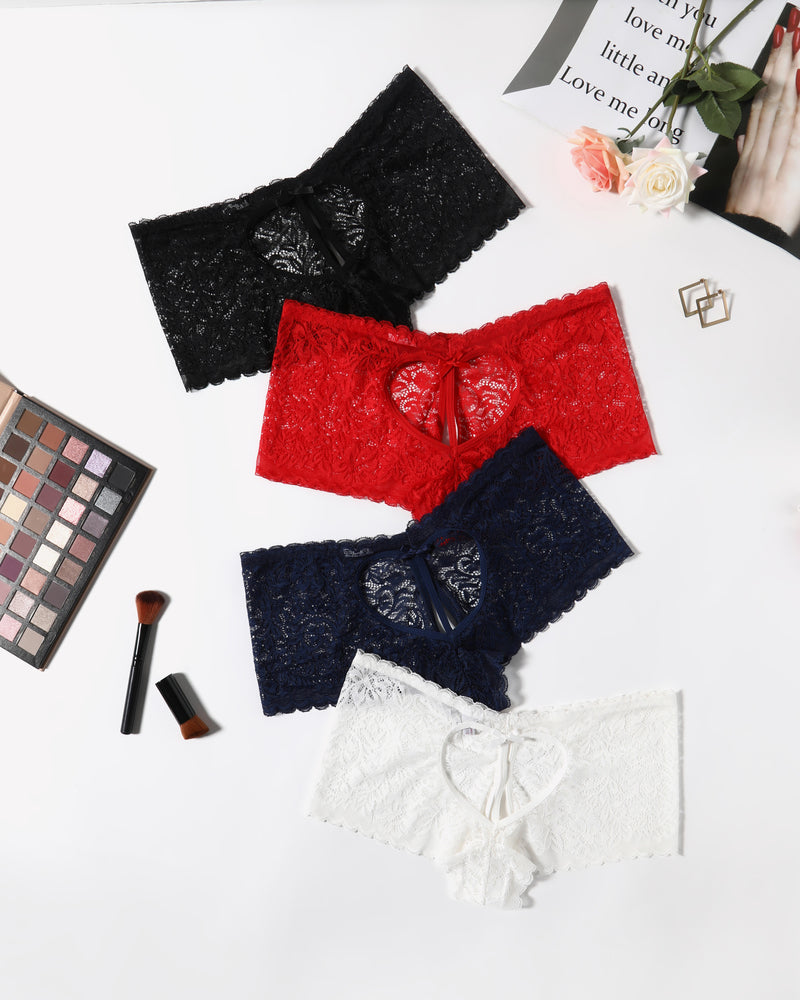 Lace BoyShorts High Waist Panties Black White Red Navy Blue Lingeries-panties - Tophatter Daily Deals