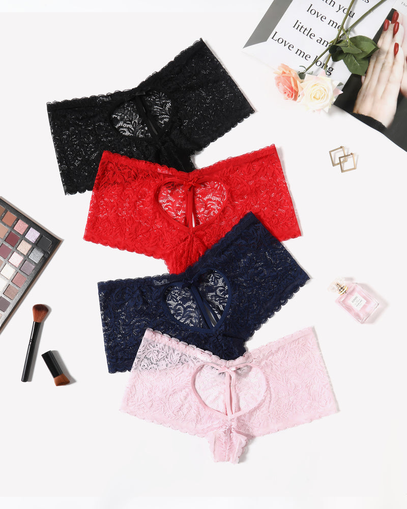 Lace BoyShorts High Waist Panties Black Navy Blue Lingeries-panties - Tophatter Daily Deals