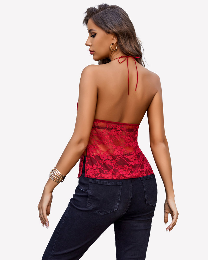 Lace Tops Camisole Halter Y2K Cami Tops Lingerie Sets-Bras - Tophatter Daily Deals