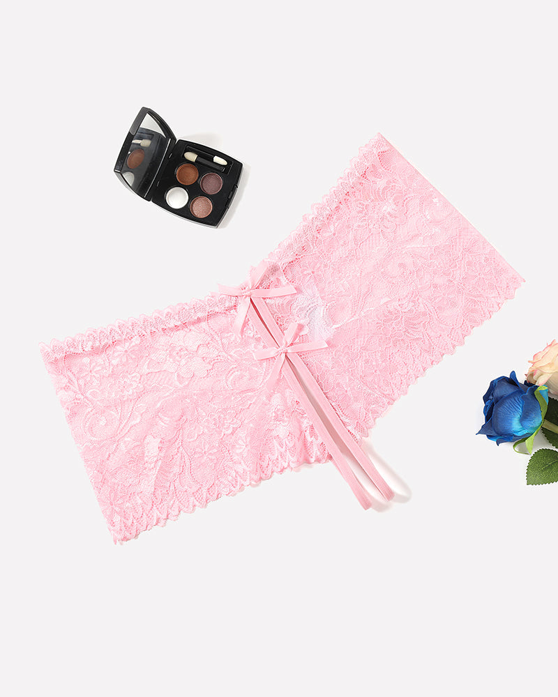 Lace Underwear High Waist Panty Pink Lingeries-panties - Tophatter Daily Deals