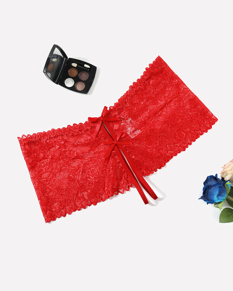 Lace Underwear High Waist Panty Red Lingeries-panties - Tophatter Daily Deals