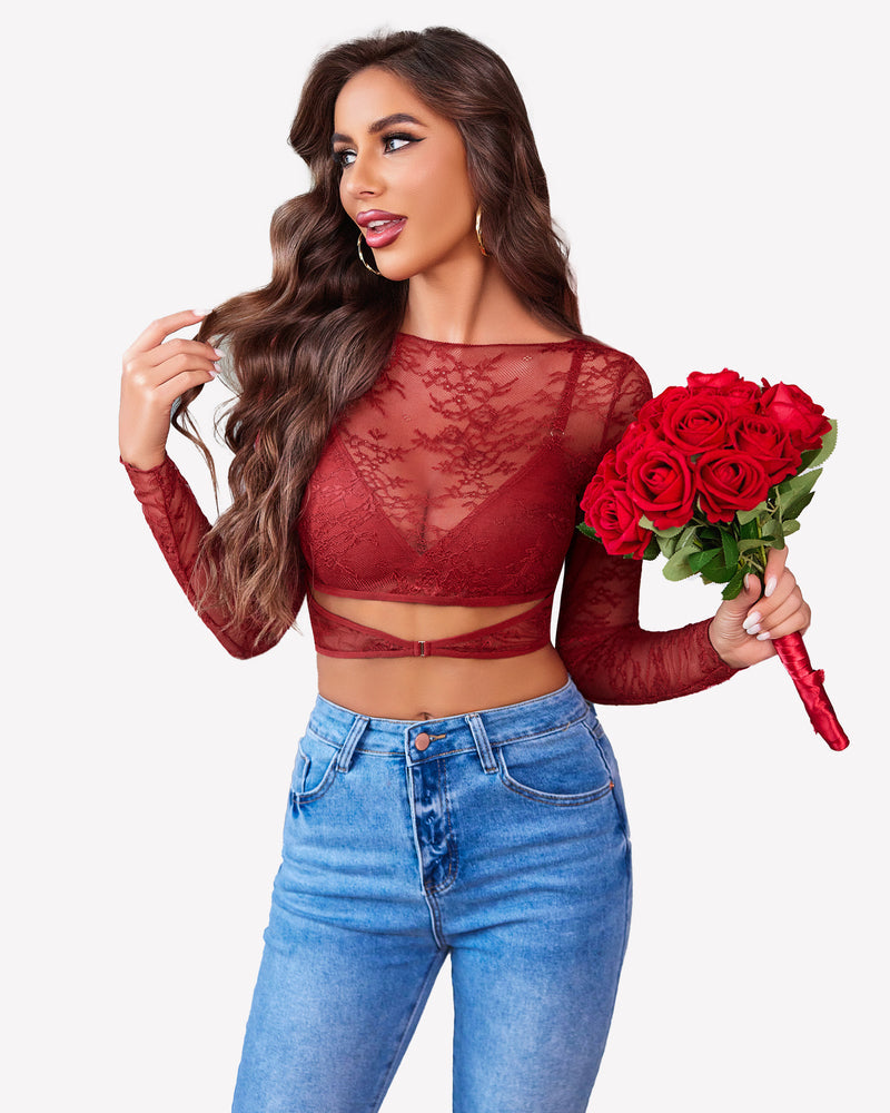 Mesh See Through Shirt with Bra Lingeries-Crop tops - Tophatter Daily Deals