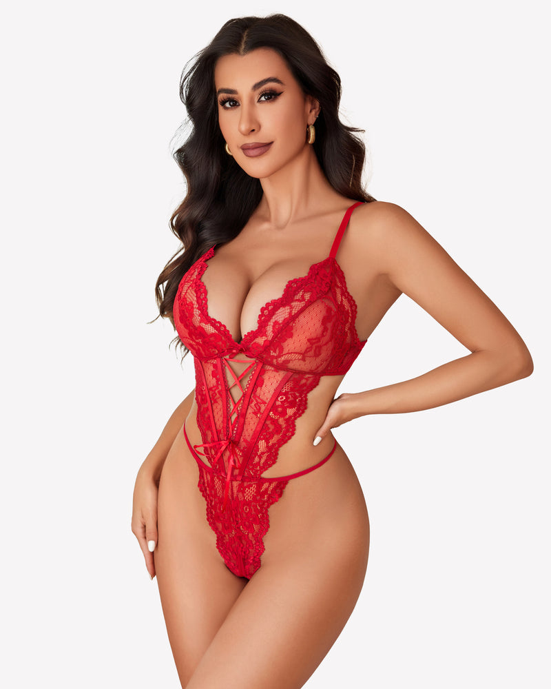 Lace Teddy One Piece Lingerie Lingeries-Bodysuits - Tophatter Daily Deals