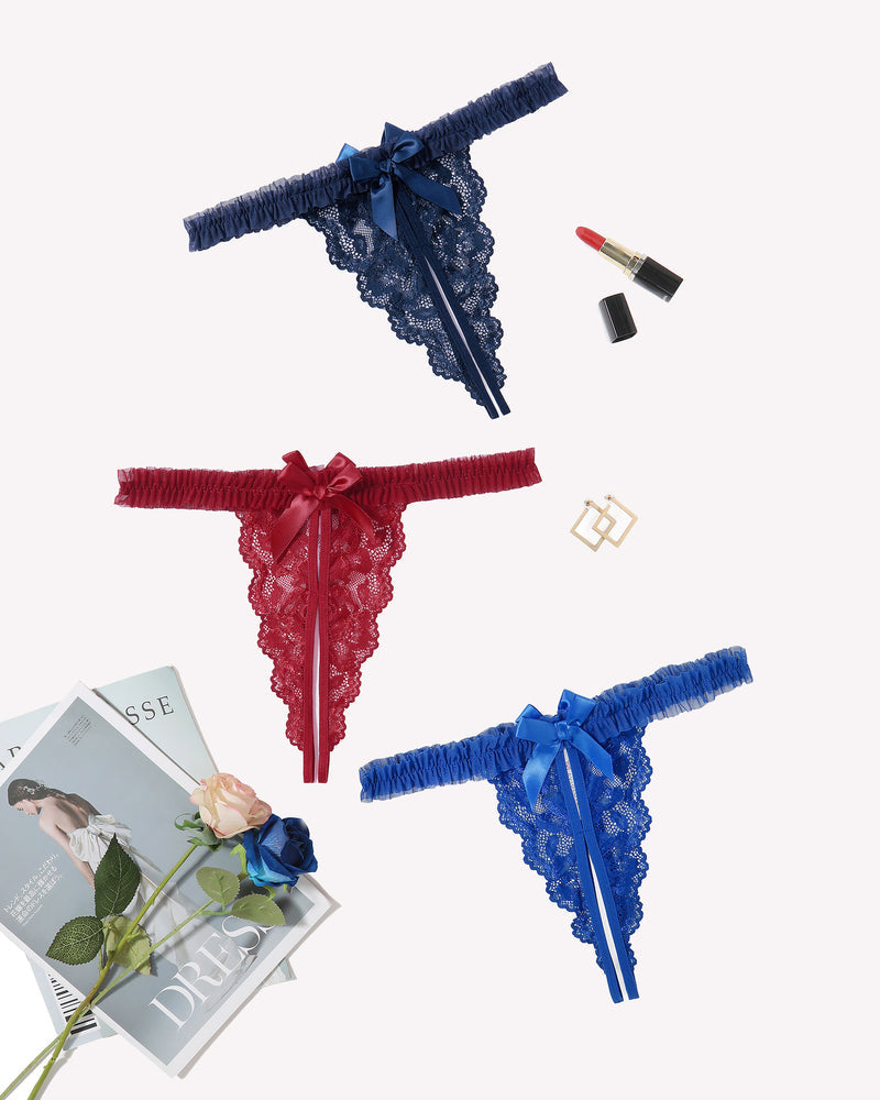 Floral Lace Panties Naughty Lingerie Navy Blue+sky Blue+wine Red Lingeries-panties - Tophatter Daily Deals