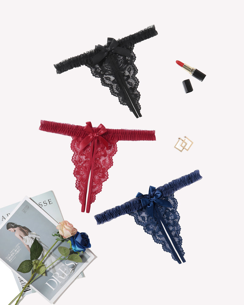 Floral Lace Panties Naughty Lingerie Black+navy Blue+wine Red Lingeries-panties - Tophatter Daily Deals