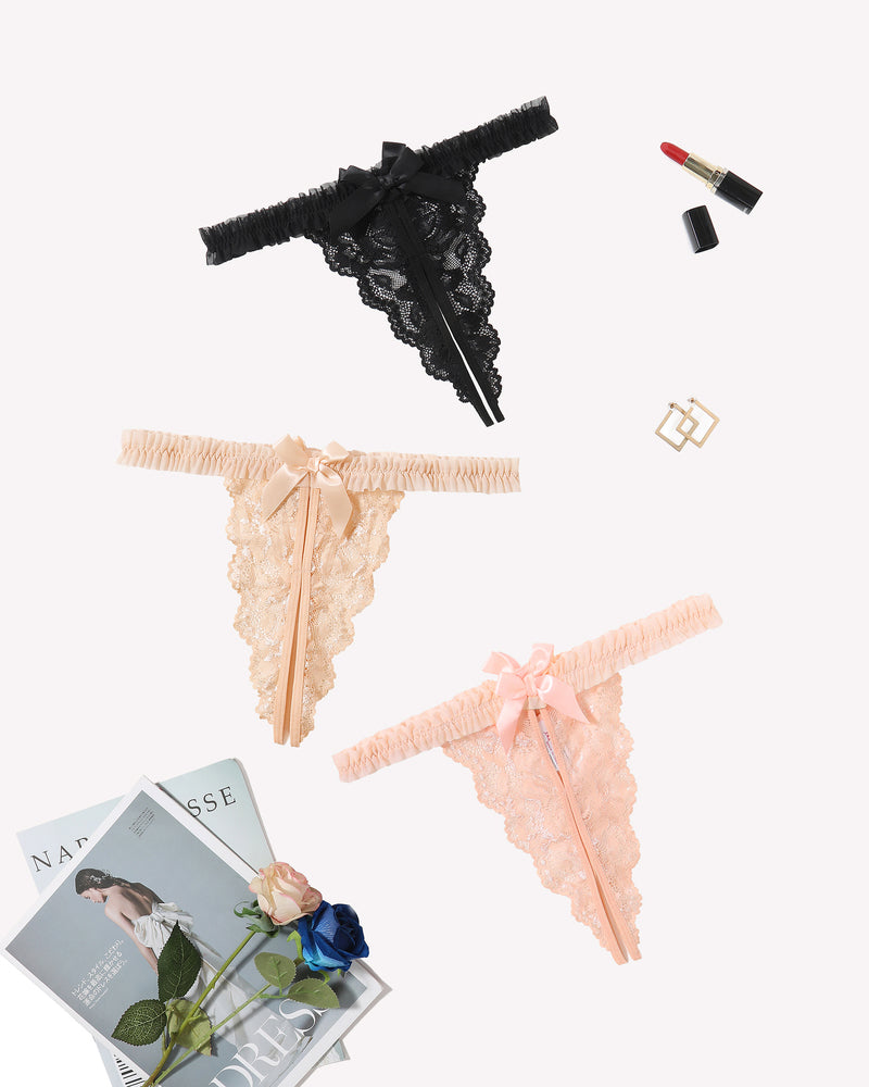 Floral Lace Panties Naughty Lingerie Black+light Pink+champagne Lingeries-panties - Tophatter Daily Deals
