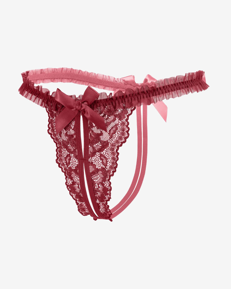 Floral Lace Panties Naughty Lingerie Wine Red Lingeries-panties - Tophatter Daily Deals